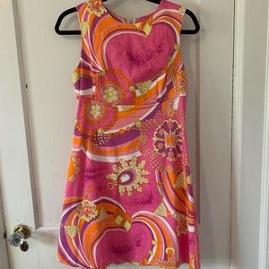 Jules Reid pink, orange, purple, and yellow summer dress. Size 10.